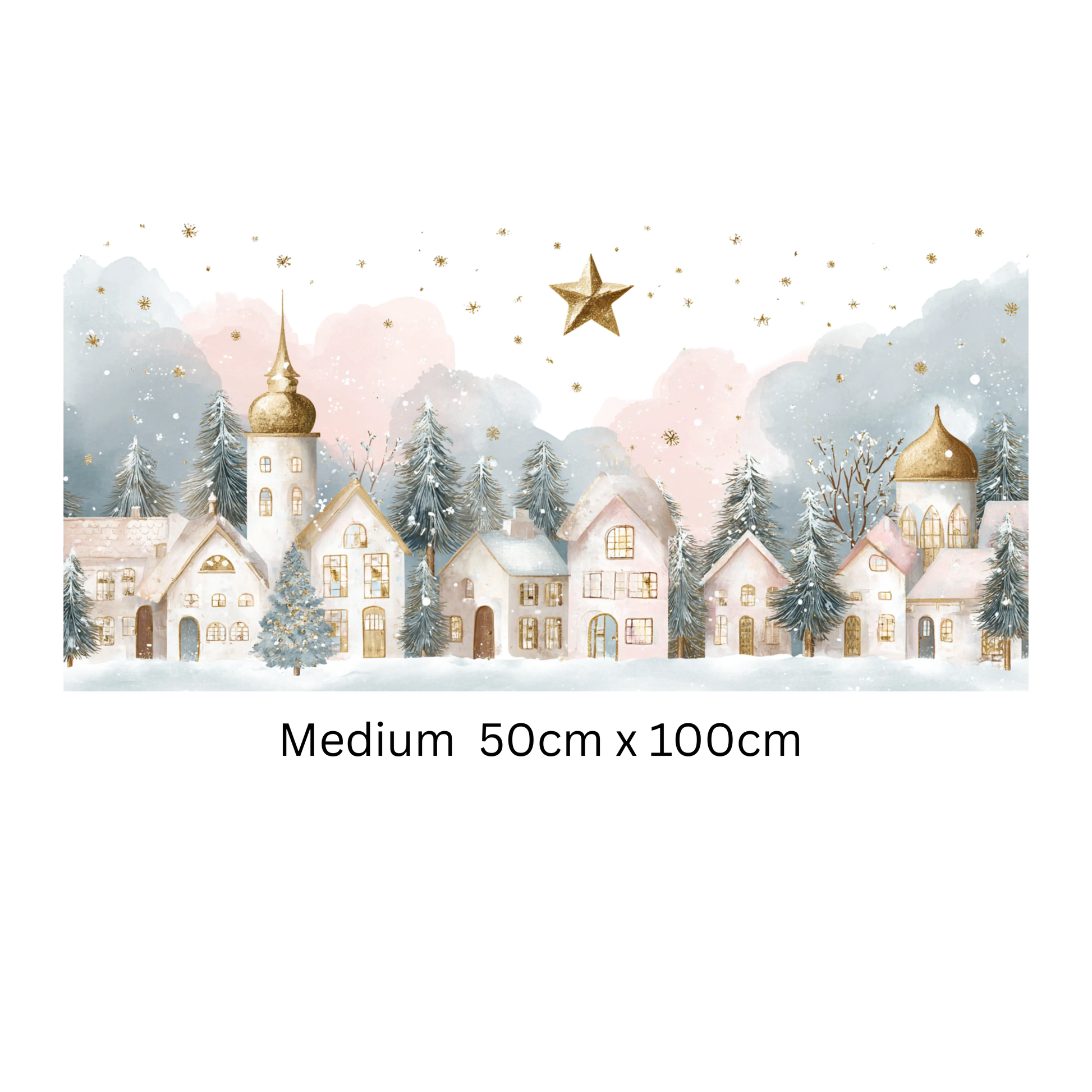 Christmas Window Sticker, Winter Town Scene, Double-Sided Reusable Decal Creative Windows