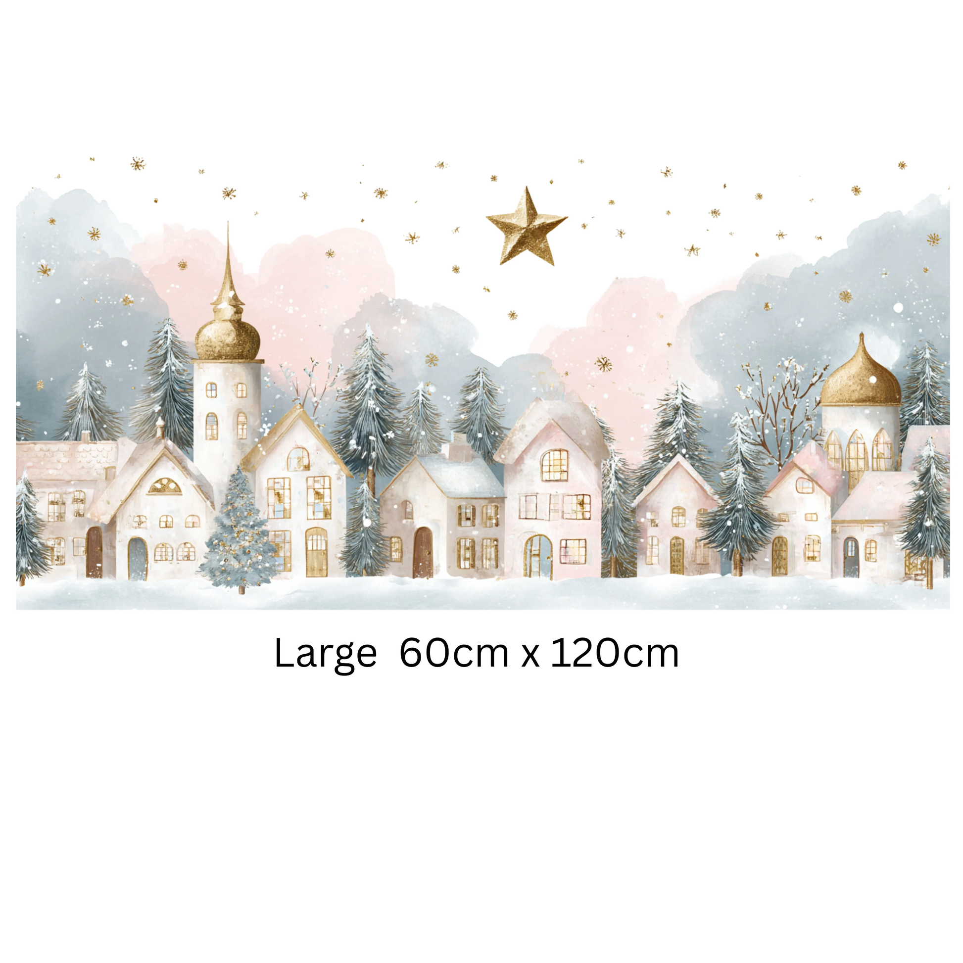 Christmas Window Sticker, Winter Town Scene, Double-Sided Reusable Decal Creative Windows