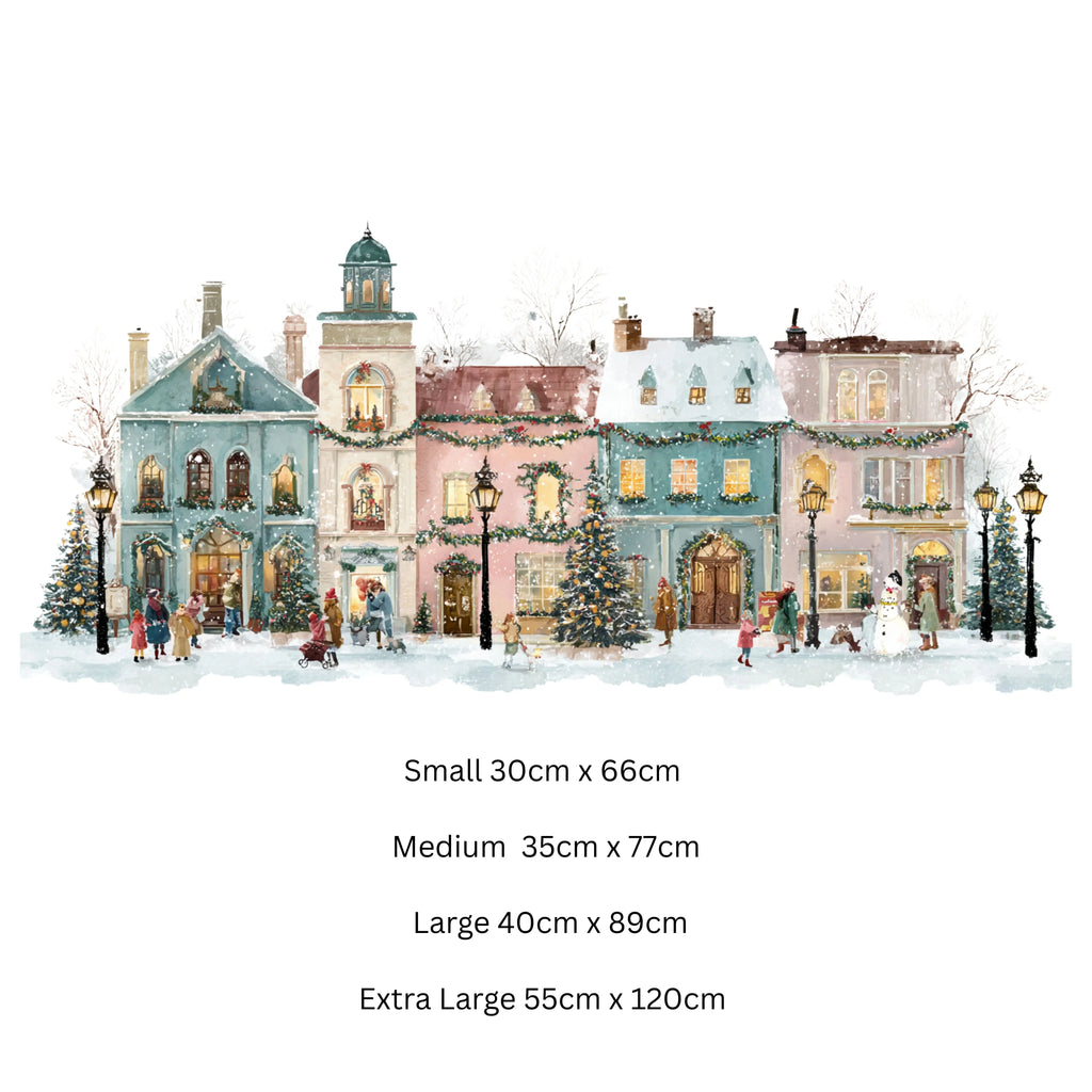 Double-Sided Christmas Window Sticker, Winter Village Reusable Decal Creative Windows