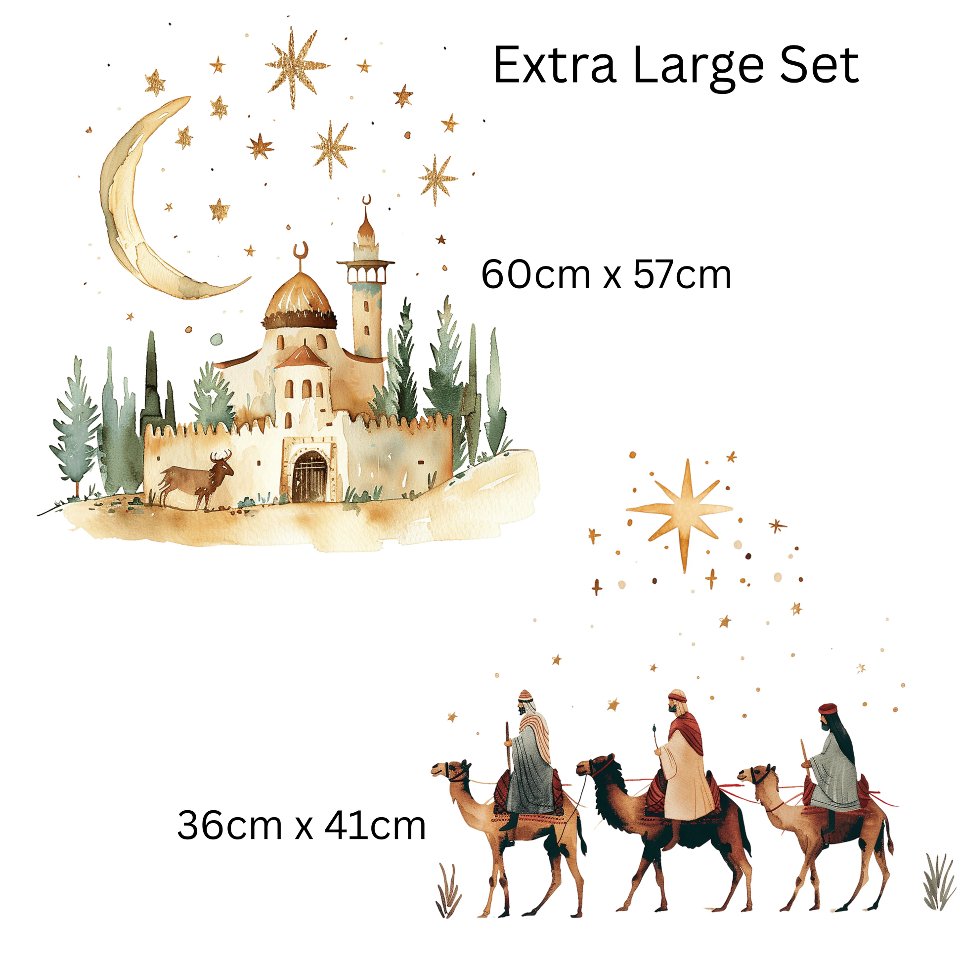 Three Kings Nativity Window Cling: Double-Sided Reusable Christmas Sticker Creative Windows