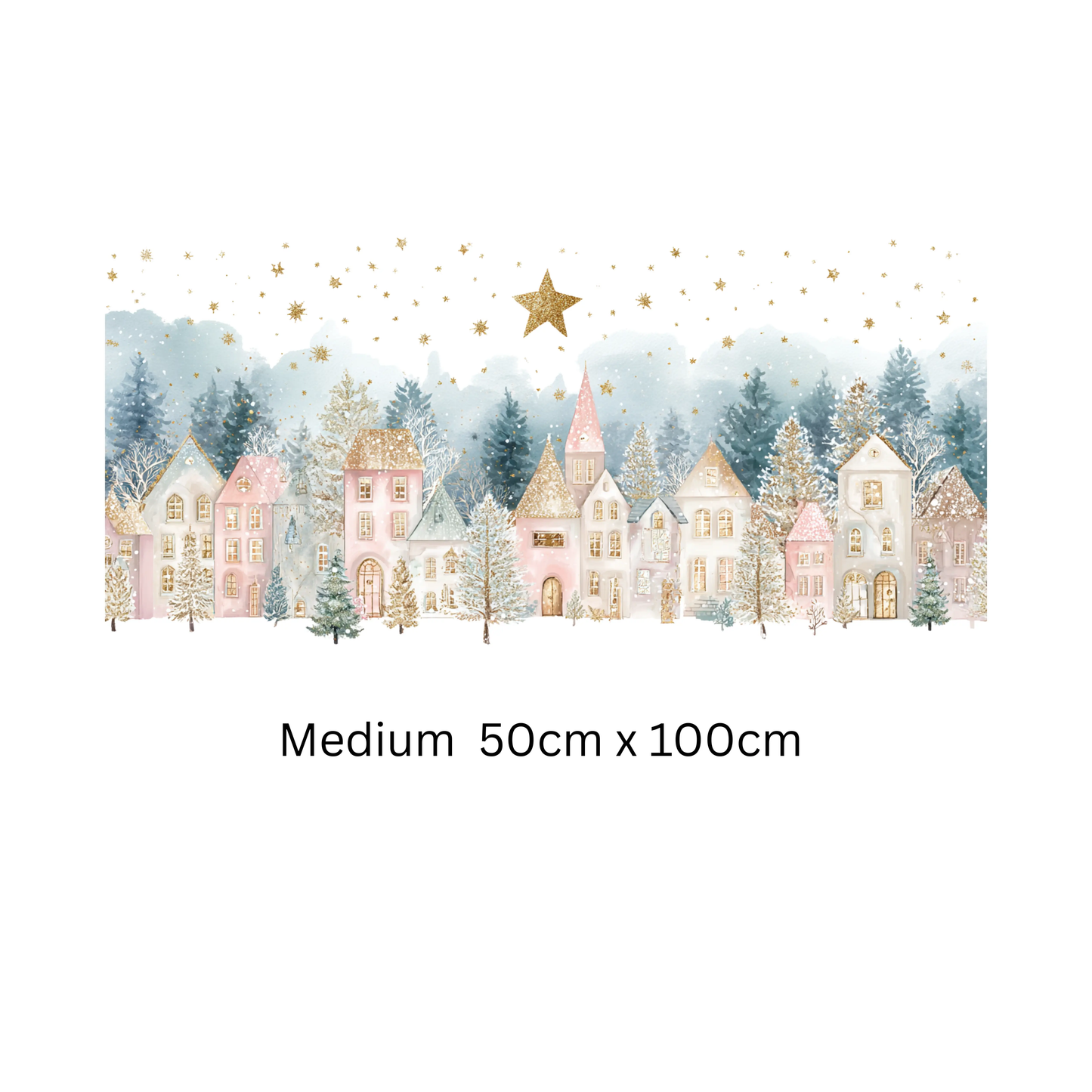 Double Sided Christmas Window Sticker, Winter Village Scene Creative Windows