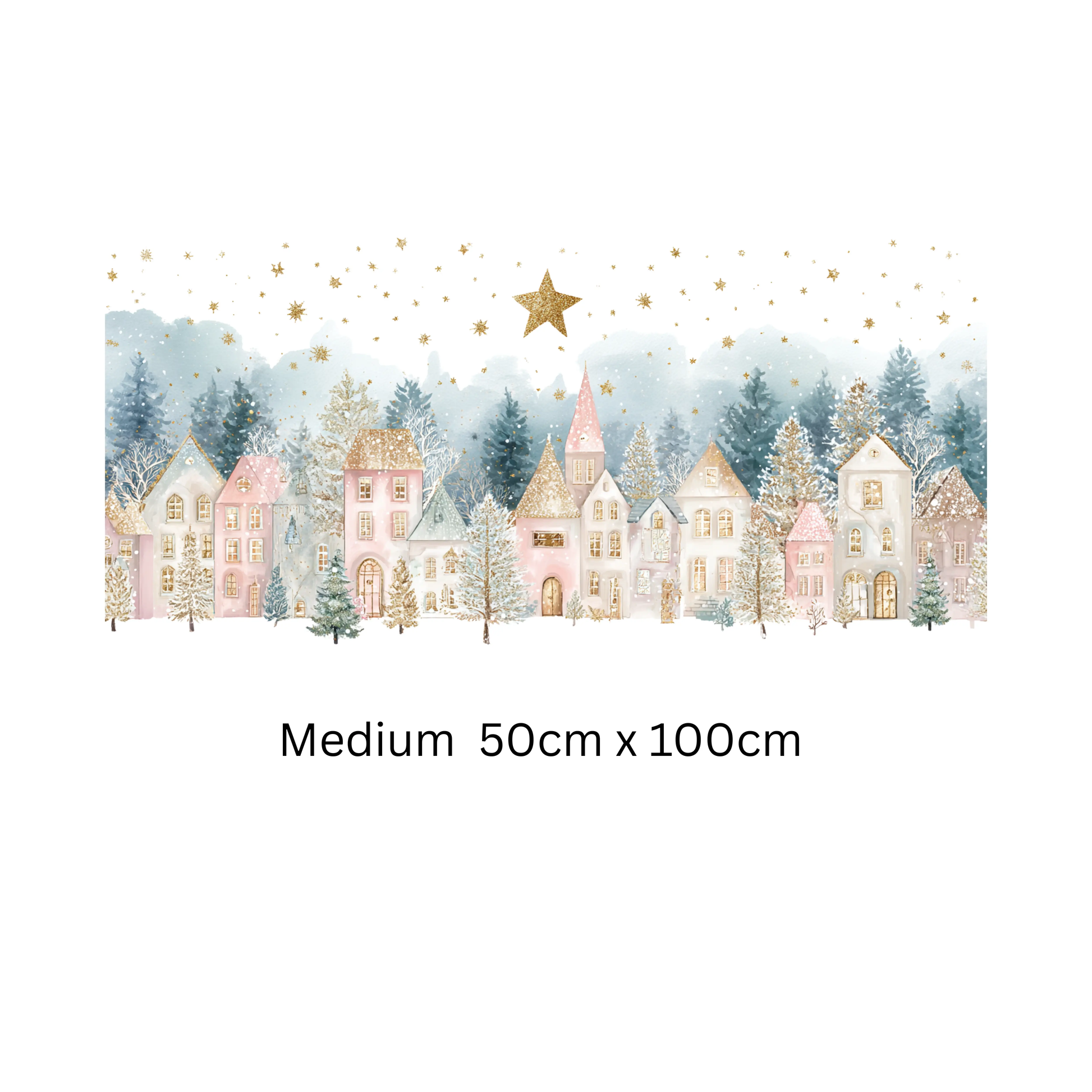 Double Sided Christmas Window Sticker, Winter Village Scene Creative Windows
