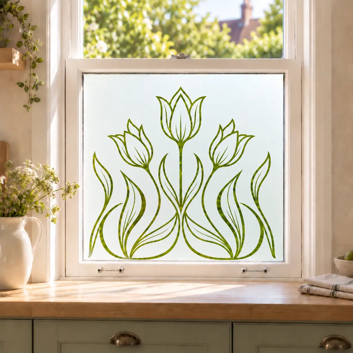 Art Nouveau Tulip Frosted Privacy Window Film