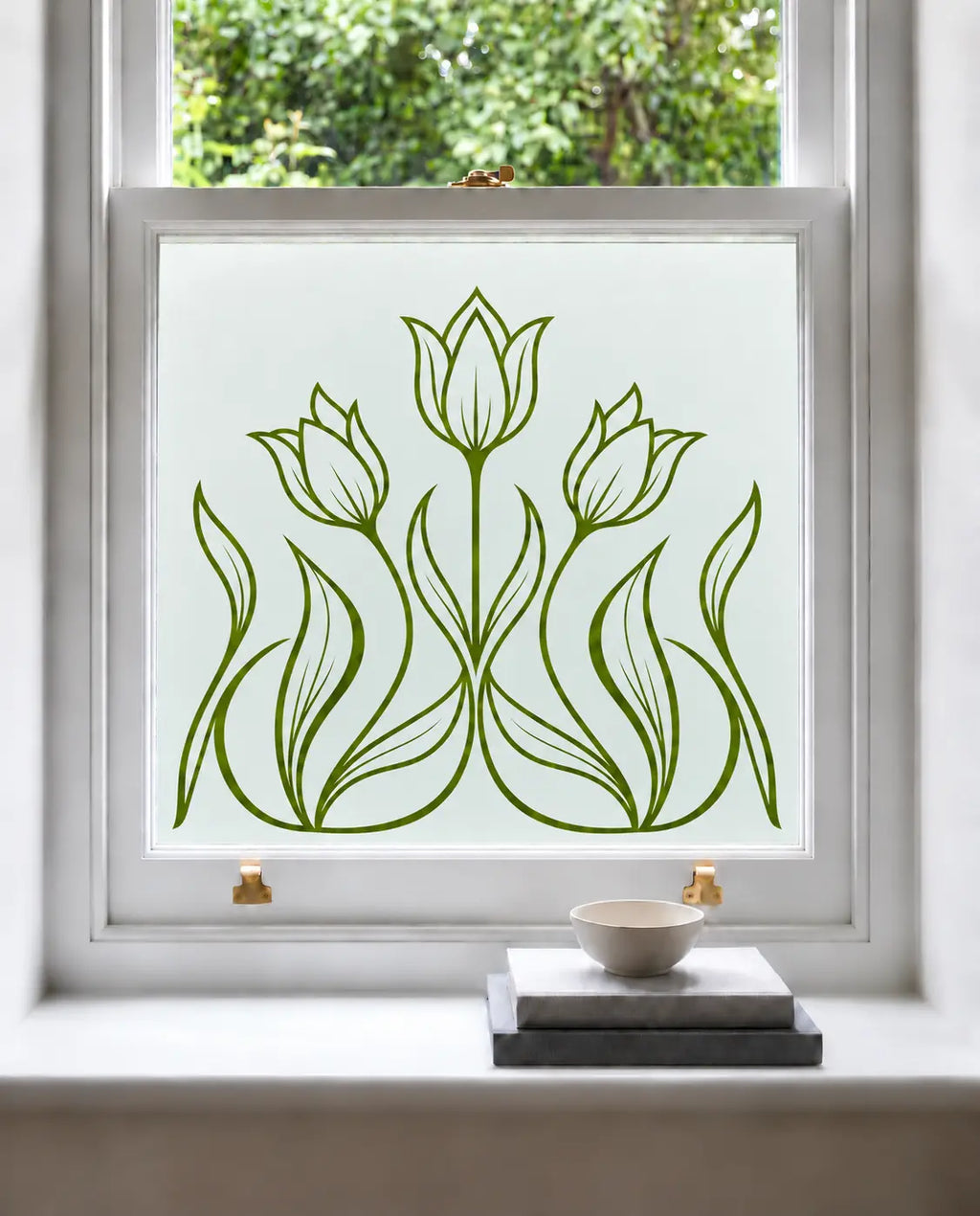 Art Nouveau Tulip Frosted Privacy Window Film