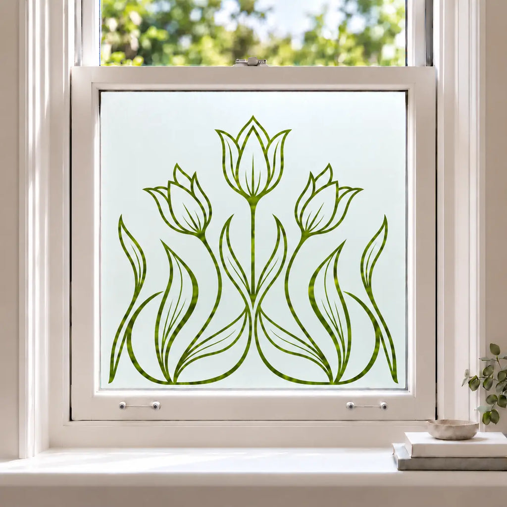 Art Nouveau Tulip Frosted Privacy Window Film