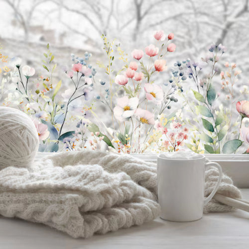 Floral Privacy Window Film Border