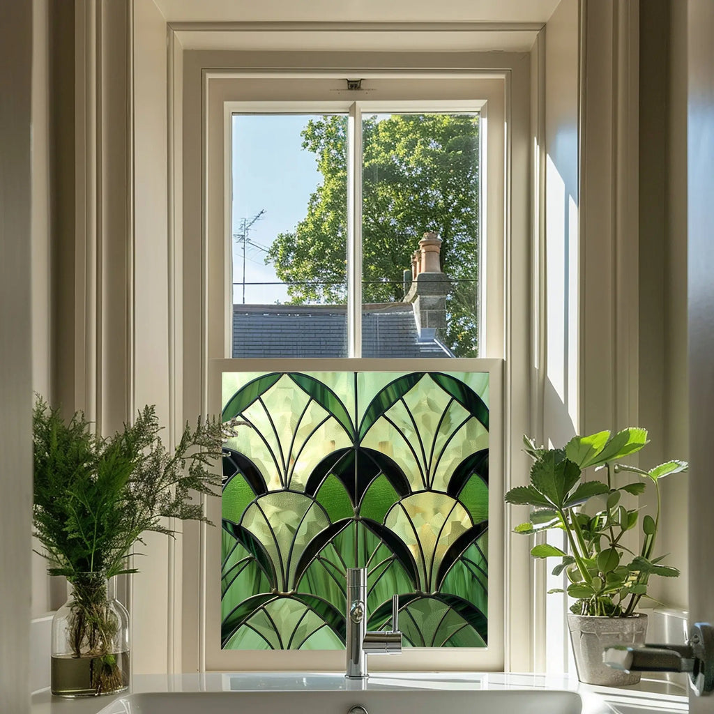 Seriate Green Stained Glass Window Film Creative Windows