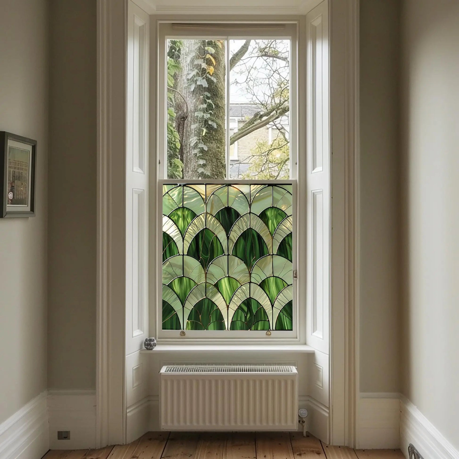 Green Art Deco Window Film: Apricale Stained Glass Privacy Window Film Creative Windows