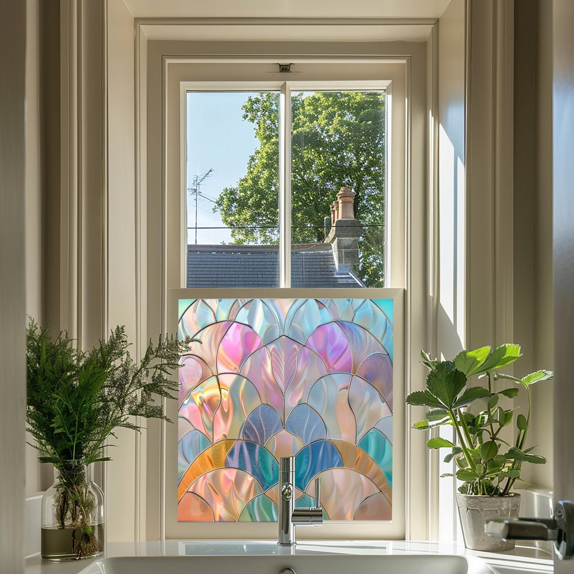 Rainbow Coloured Window Film, Privacy Window Film, Art Deco Window Film, Decorative Window Film, Stained Glass Window Film, Window Film Creative Windows