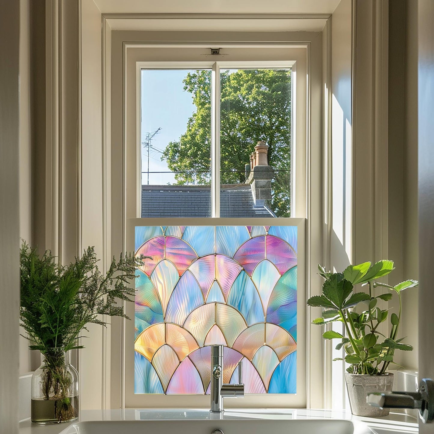 Pastel Window Film, Privacy Window Film, Art Deco Window Film, Decorative Window Film, Bathroom Window Film, Stained Glass Window Film Creative Windows