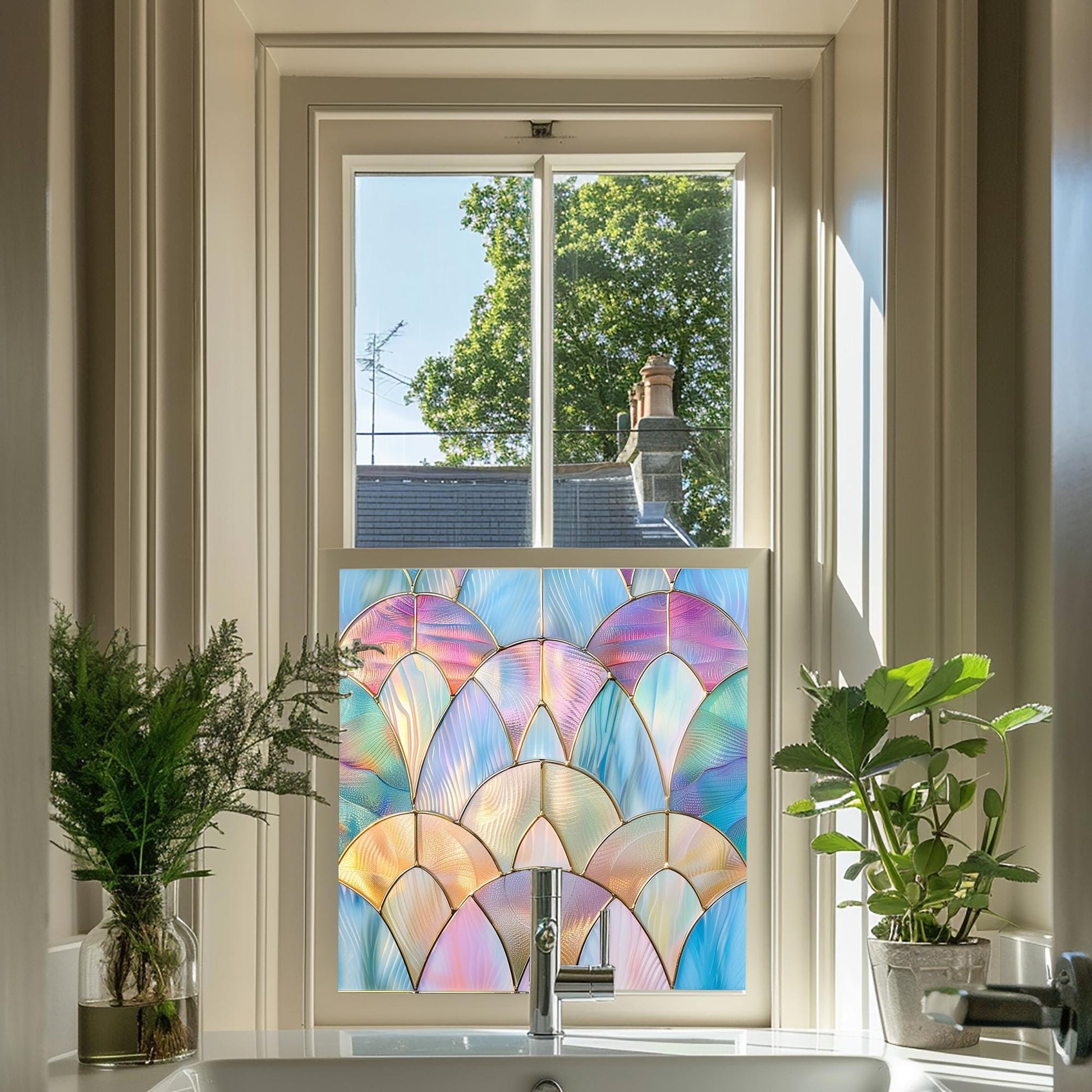 Pastel Window Film, Privacy Window Film, Art Deco Window Film, Decorative Window Film, Bathroom Window Film, Stained Glass Window Film Creative Windows