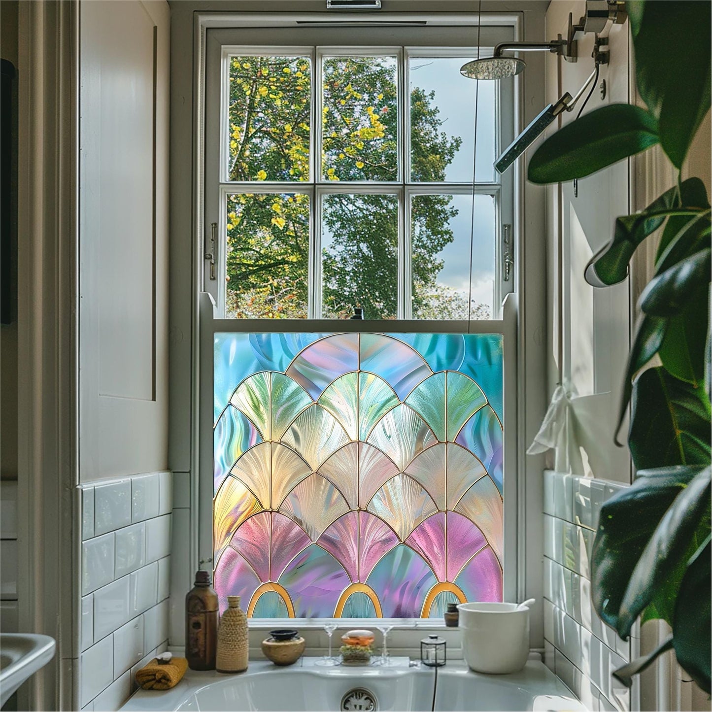 Rainbow Coloured Window Film, Privacy Window Film, Art Deco Window Film, Decorative Window Film, Stained Glass Window Film, Window Film Creative Windows