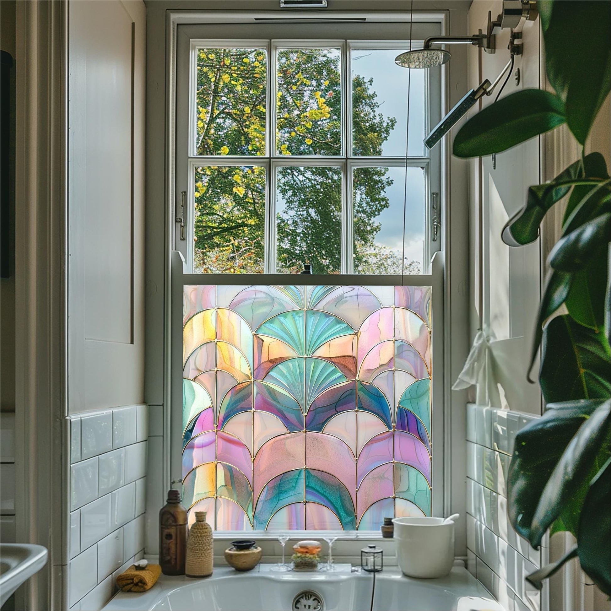 Rainbow Coloured Window Film, Privacy Window Film, Art Deco Window Film, Decorative Window Film, Stained Glass Window Film, Window Film Creative Windows