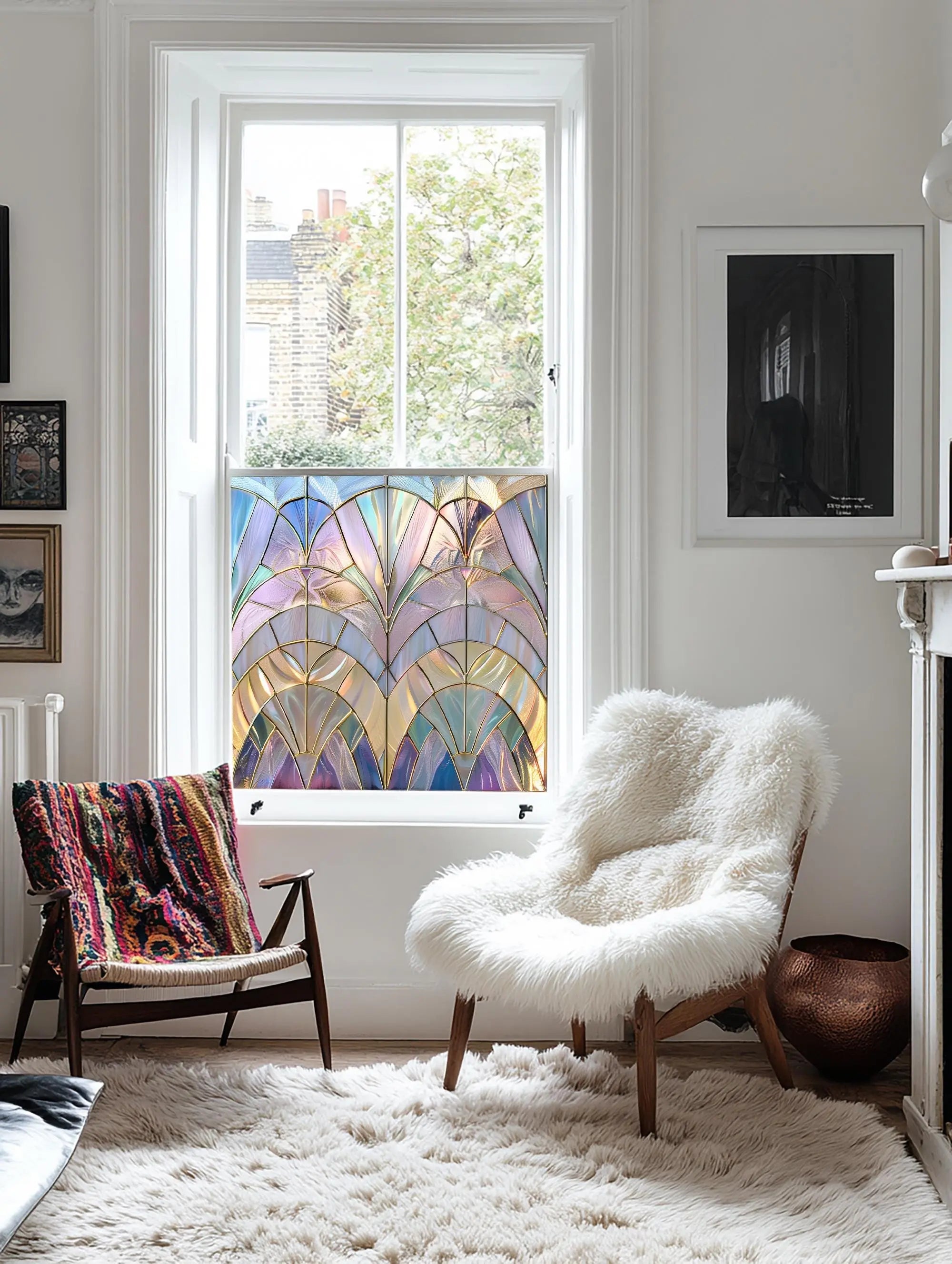 Romallo Privacy Stained Glass Window Film Creative Windows