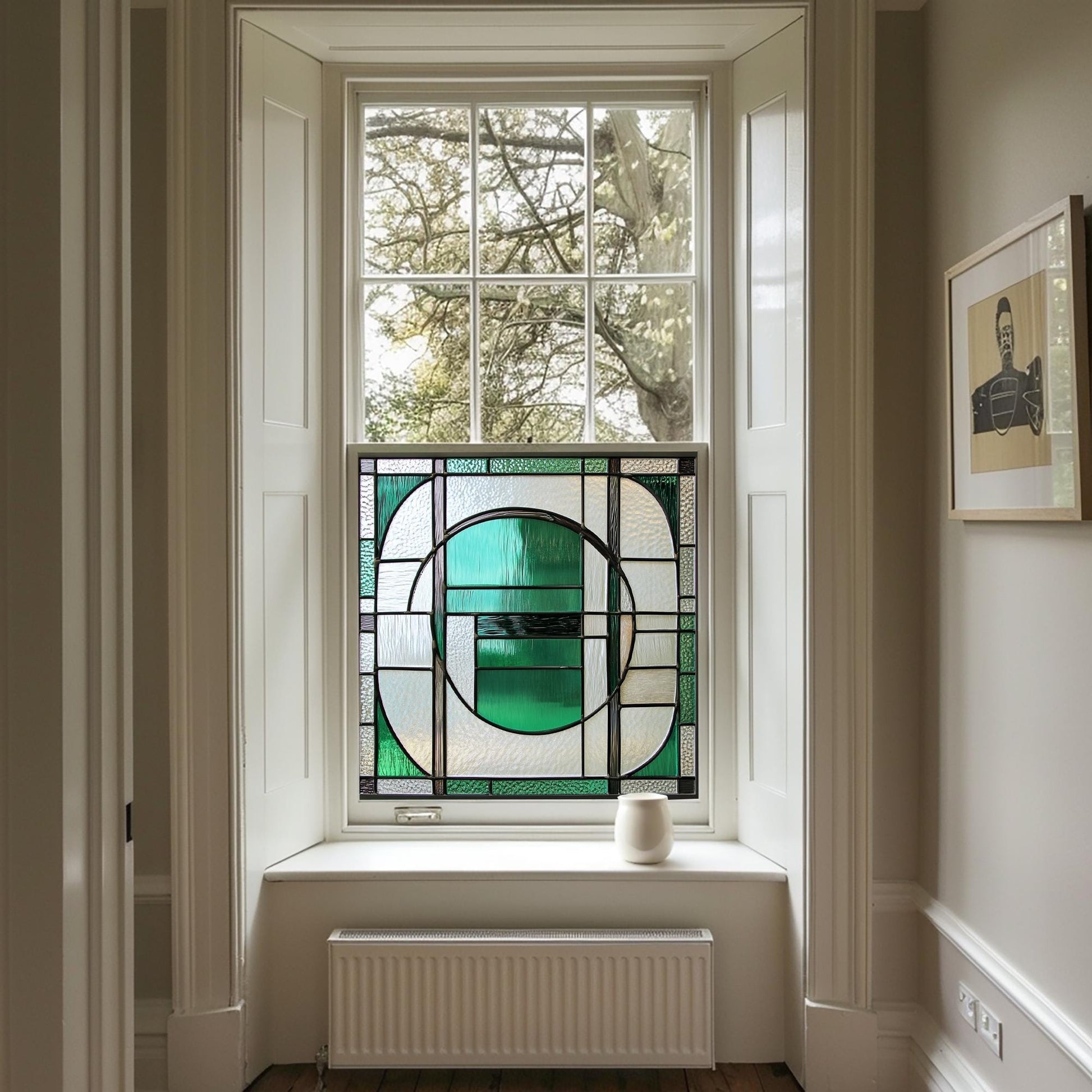 Green Art Deco Window Film, Decorative Window Film, Front Door Window Film, Stained Glass Window Film, Window Film, Privacy Window Film, Creative Windows