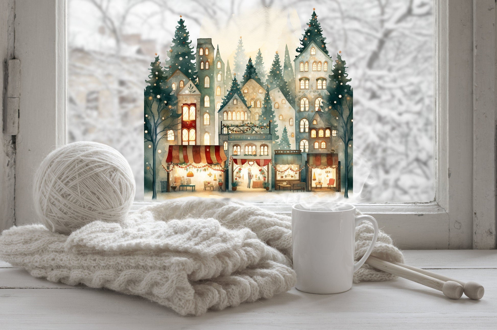 Christmas Window Sticker, Christmas Winter Scene Window Sticker, Double-Sided Reusable Christmas Window Sticker! Christmas Window Decal, Creative Windows