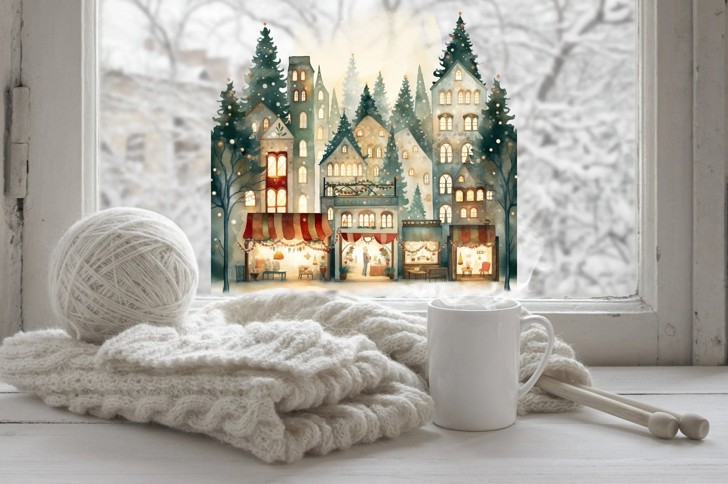 Christmas Winter Scene Window Sticker Creative Windows
