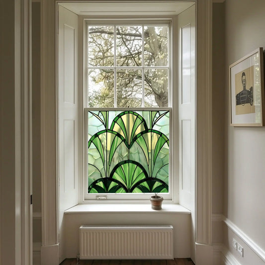 Green Art Deco Window Film - Aprica Stained Glass Privacy Window Film Creative Windows