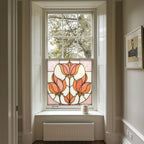 Art Deco Privacy Window Film. Decorative Stained Glass Window Covering Creative Windows