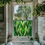 Green Art Deco Window Film - Arborio Stained Glass Privacy Window Film Creative Windows