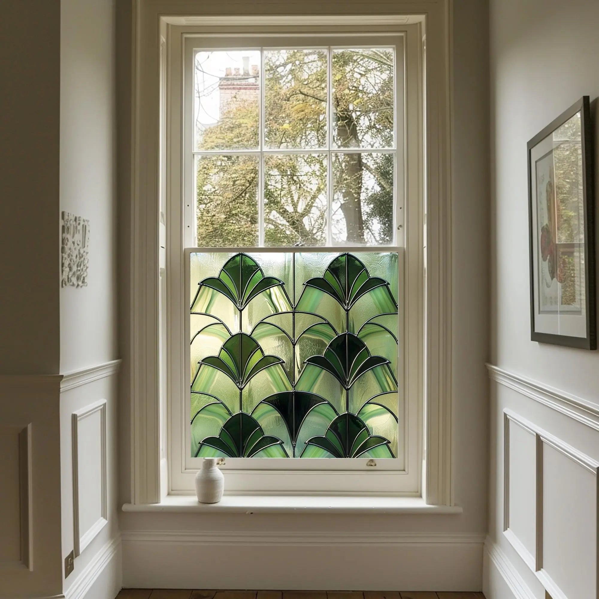 Stained Glass Privacy Window Film Emerald Fan Creative Windows