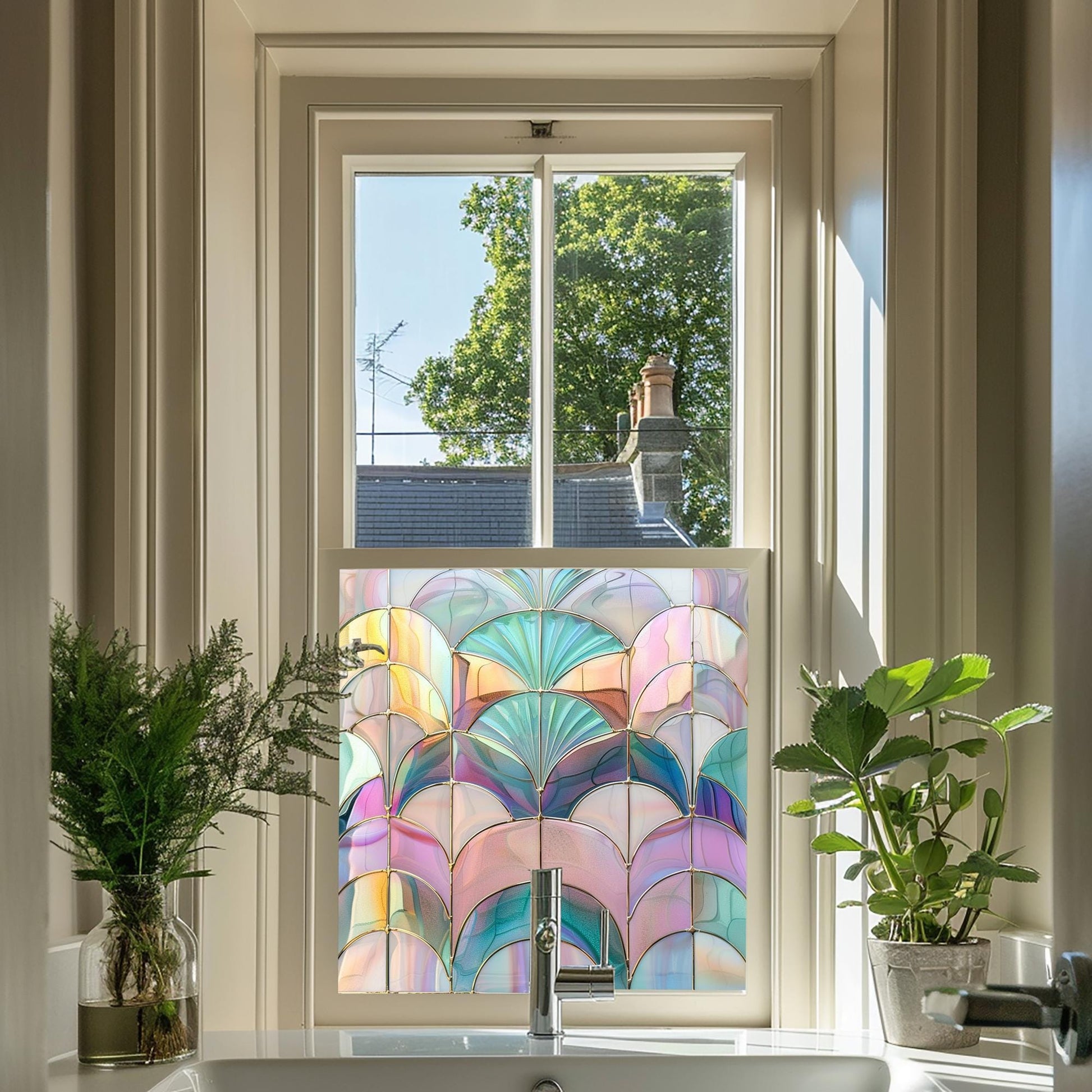 Rainbow Coloured Window Film, Privacy Window Film, Art Deco Window Film, Decorative Window Film, Stained Glass Window Film, Window Film Creative Windows