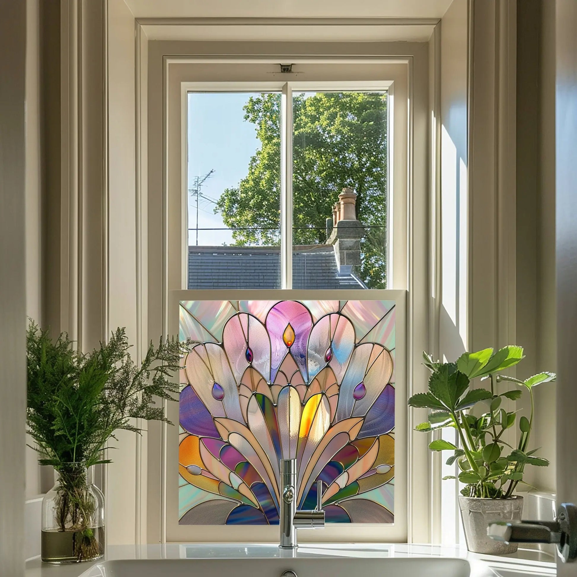 Art Deco Window Film: Serina Privacy Stained Glass Window Film Creative Windows