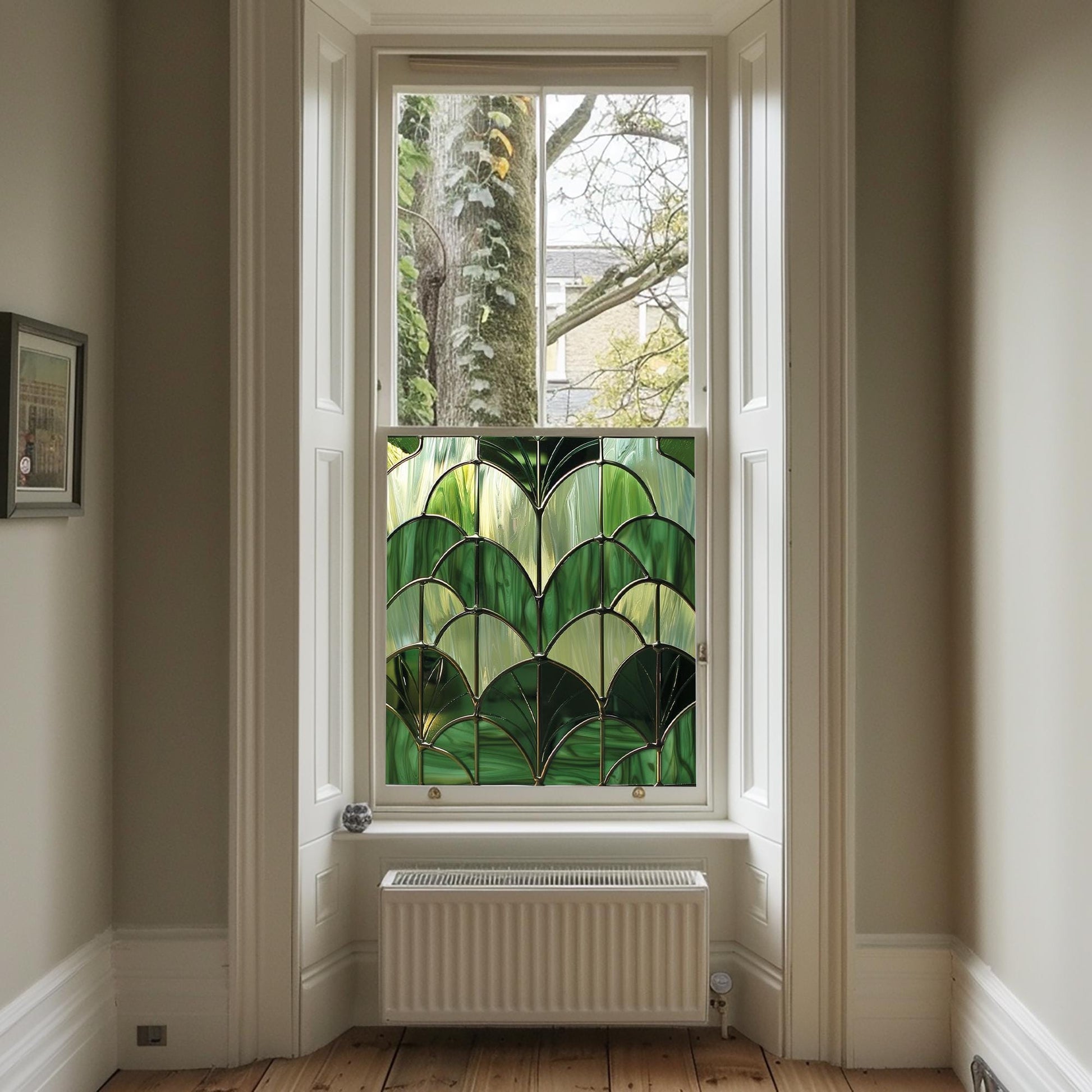 Green Window Film, Privacy Window Film, Art Deco Window Film, Decorative Window Film, Window, Window Film, Stained Glass Window Film Creative Windows