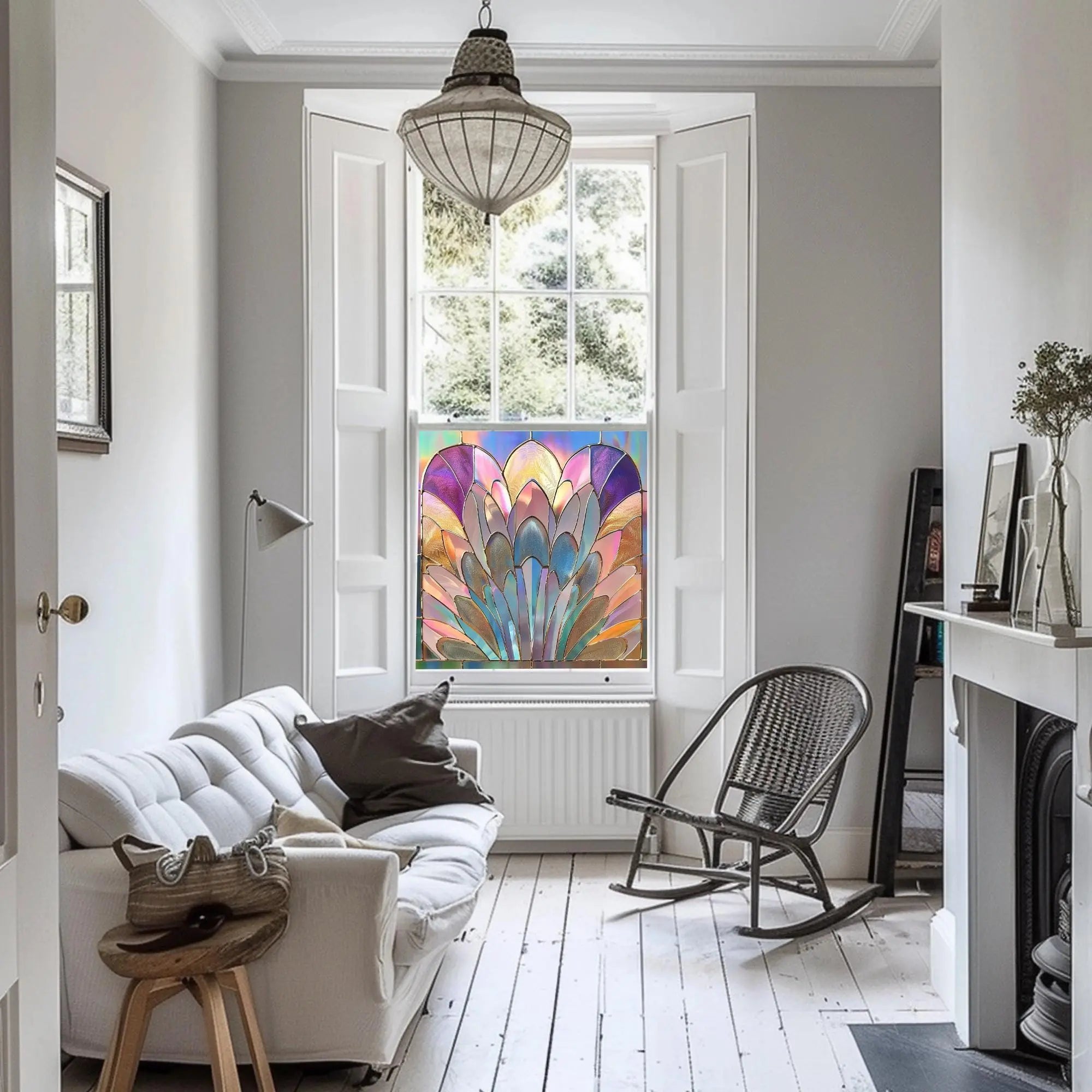Lograto Art Deco Stained Glass Window Film Creative Windows