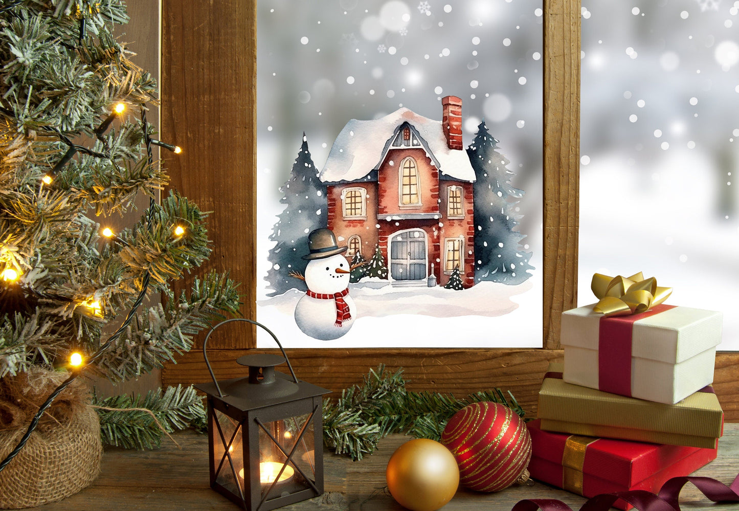 Christmas Window Decal, Christmas Window Stickers, Christmas Window, Christmas Window Decorations, Christmas Window Christmas Scene Creative Windows