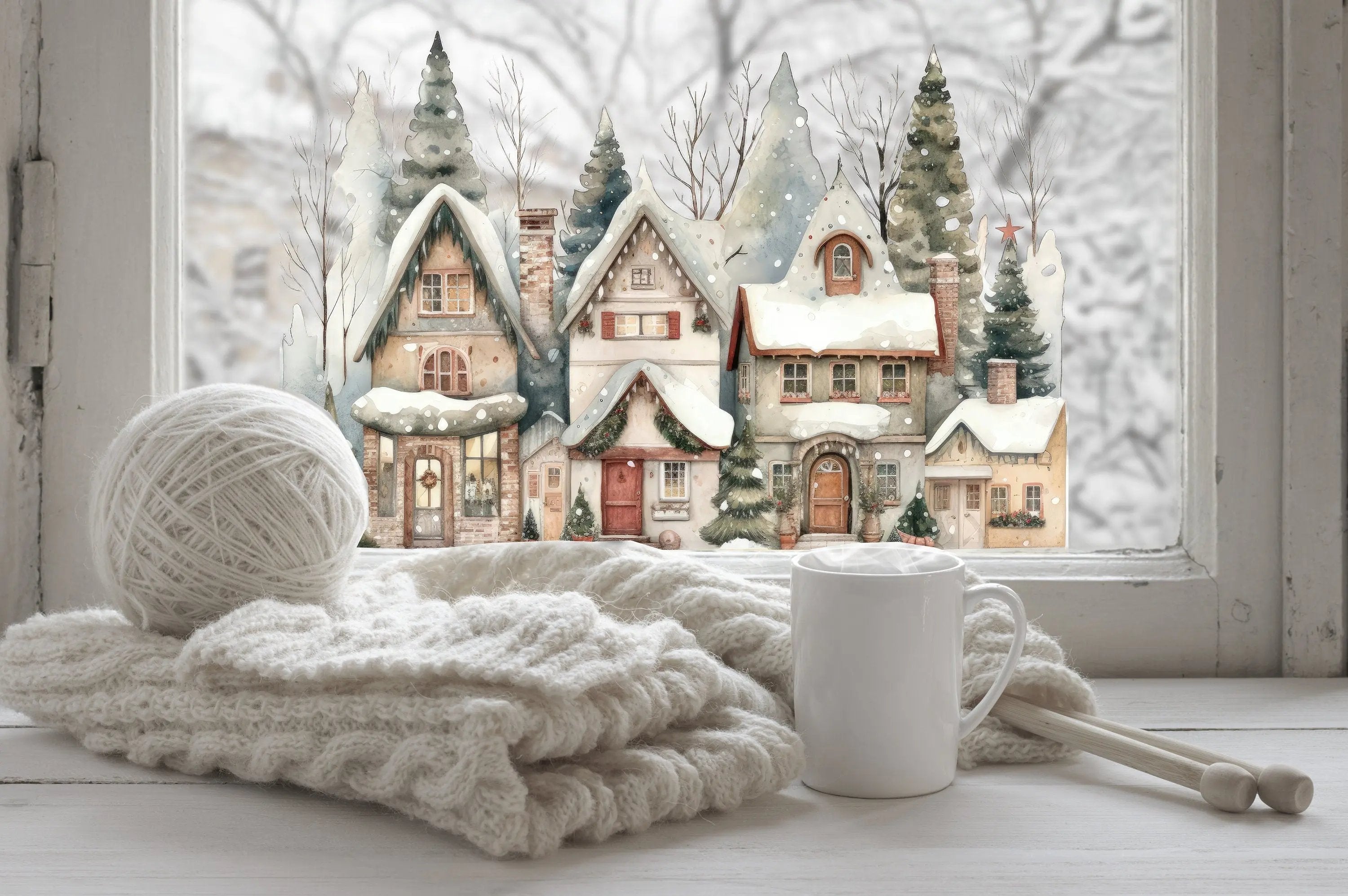 Christmas Winter Scene Window Sticker Creative Windows