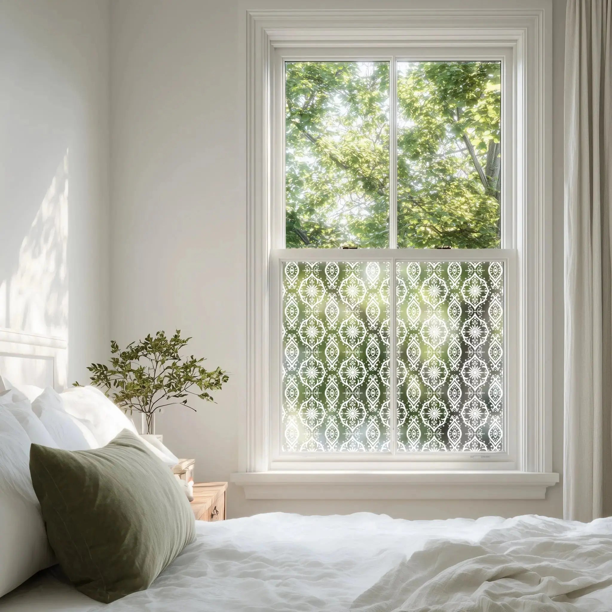 Frosted privacy window film for front door glass – Adelsheim decorative window cling