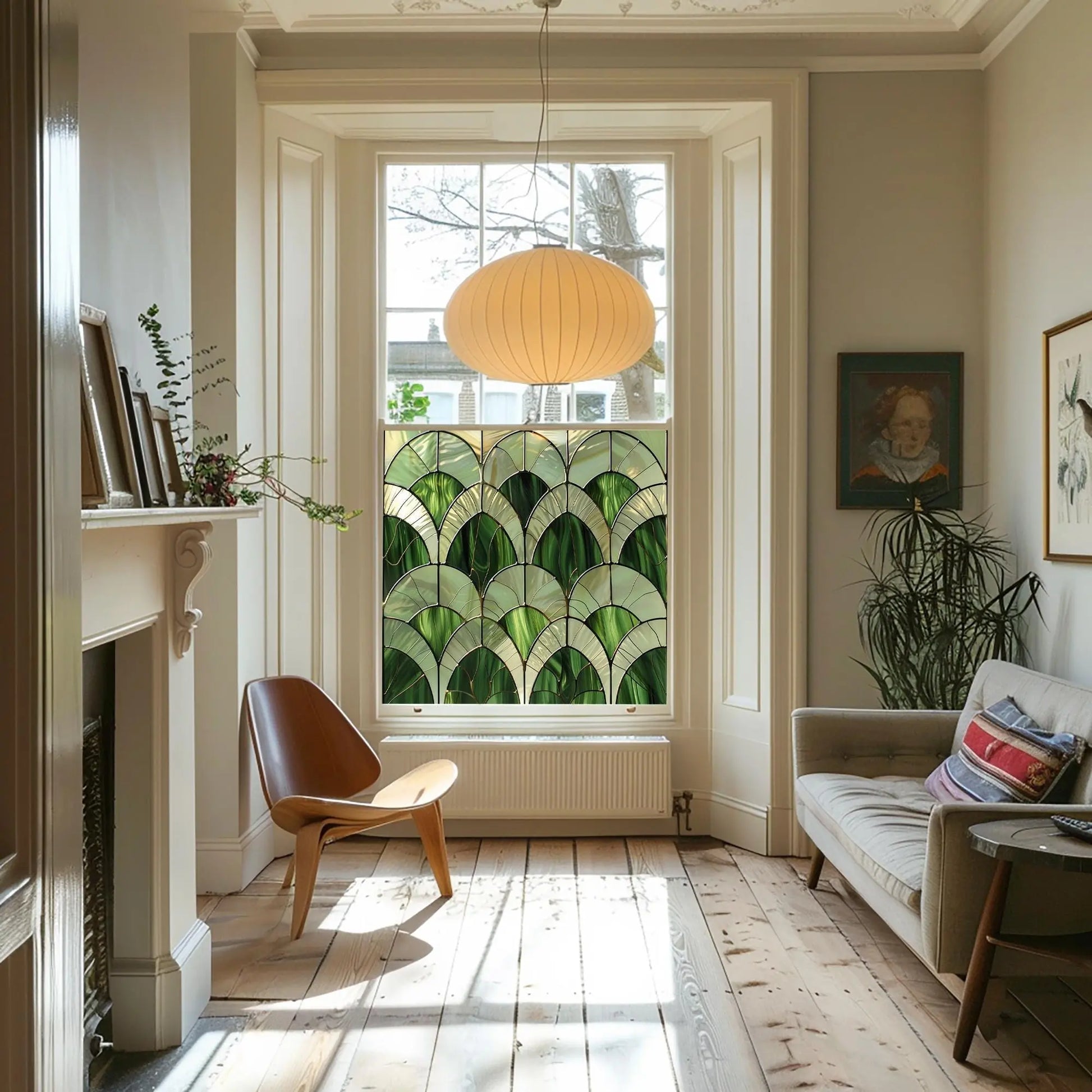 Green Art Deco Window Film: Apricale Stained Glass Privacy Window Film Creative Windows