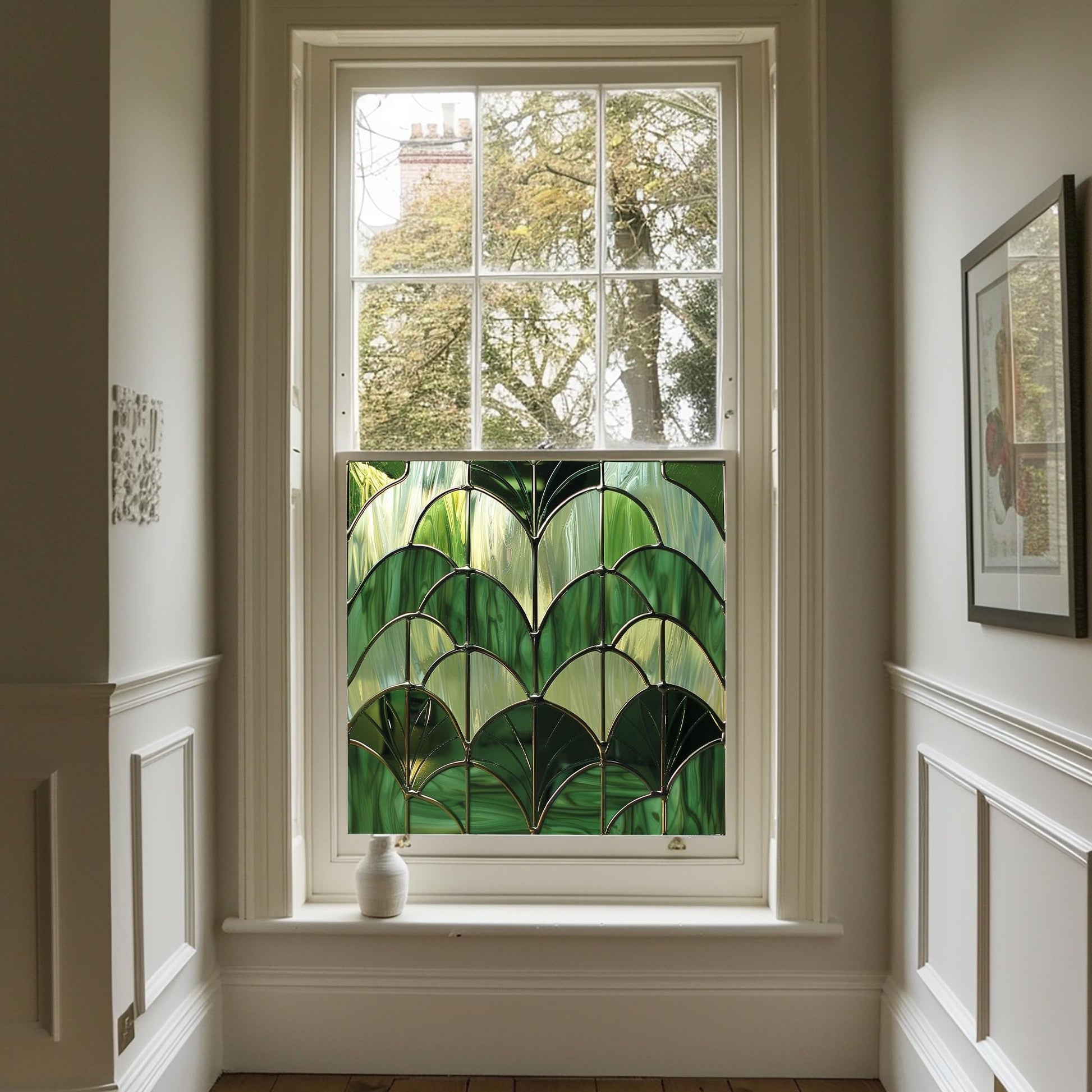 Green Window Film, Privacy Window Film, Art Deco Window Film, Decorative Window Film, Window, Window Film, Stained Glass Window Film Creative Windows