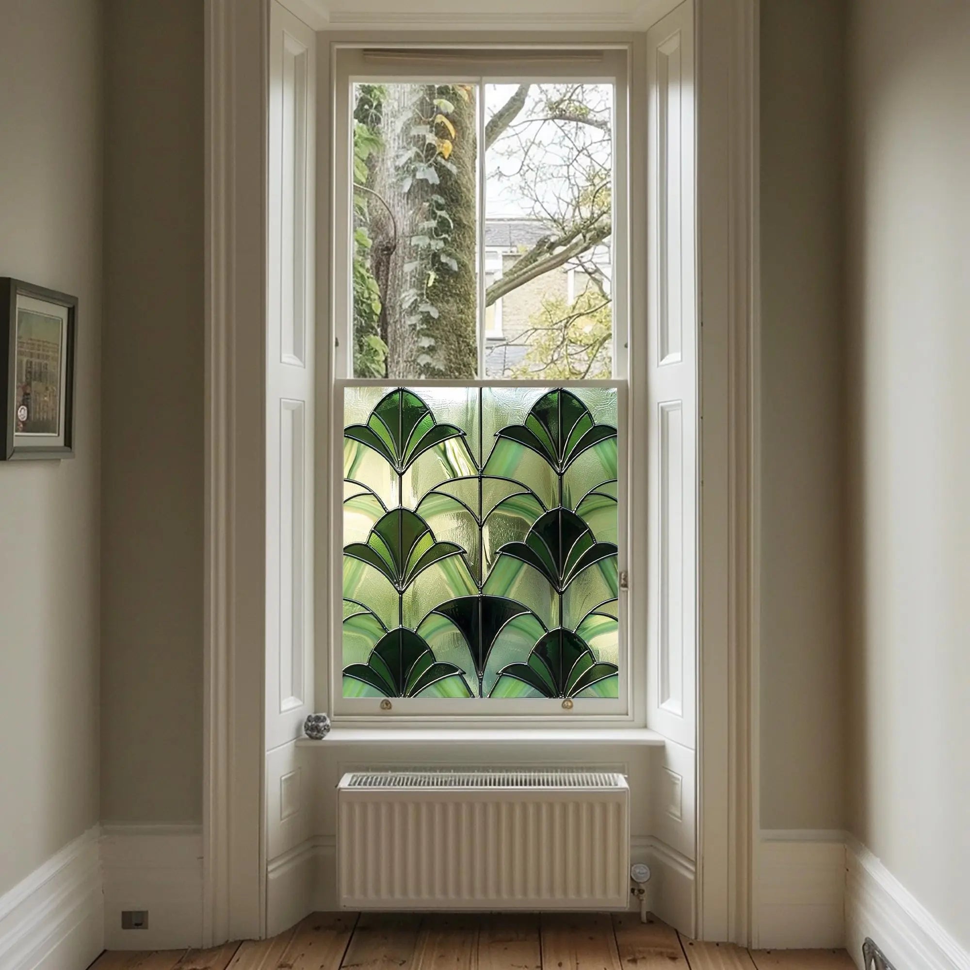 Stained Glass Privacy Window Film Emerald Fan Creative Windows