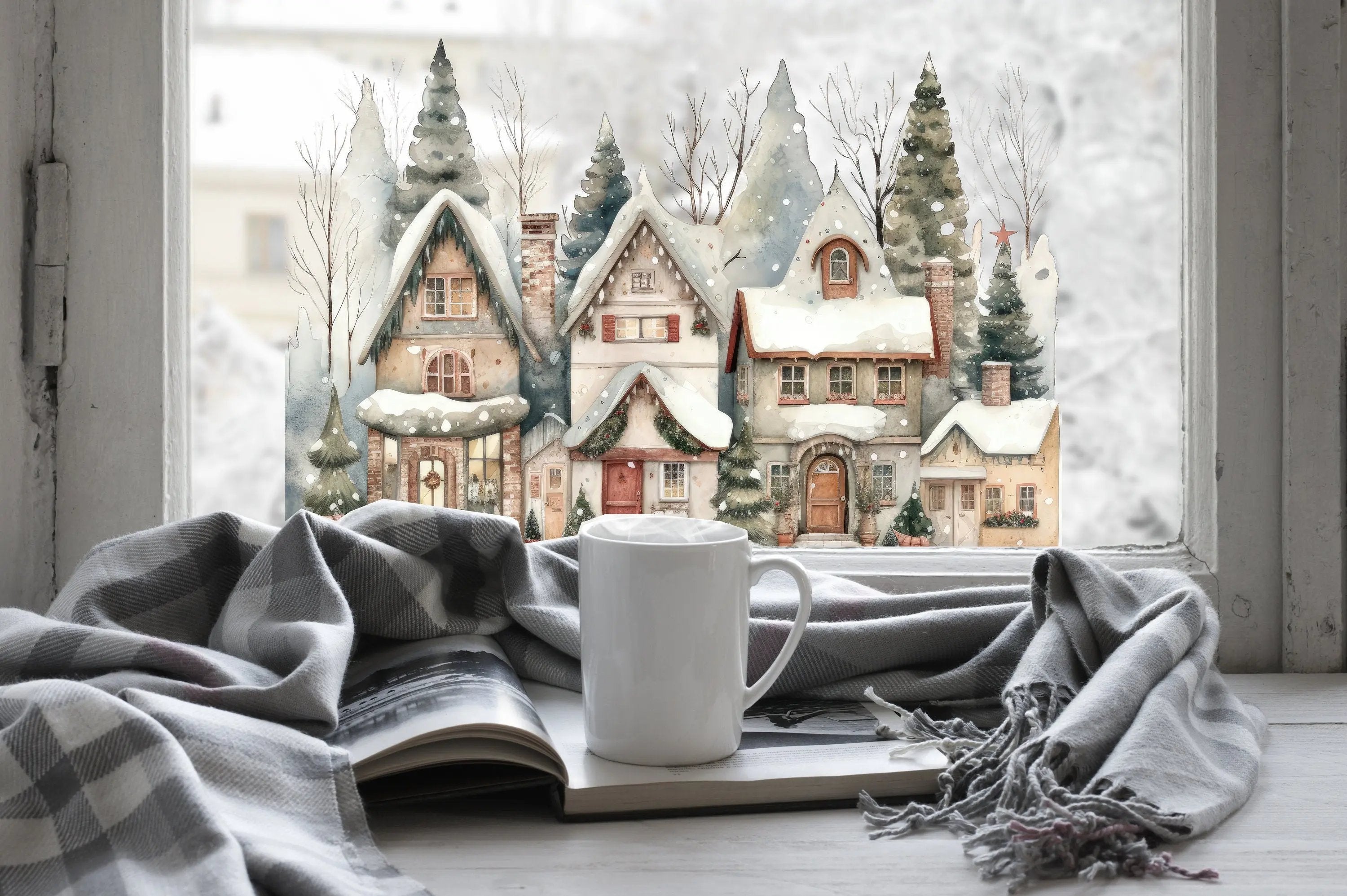 Christmas Winter Scene Window Sticker Creative Windows