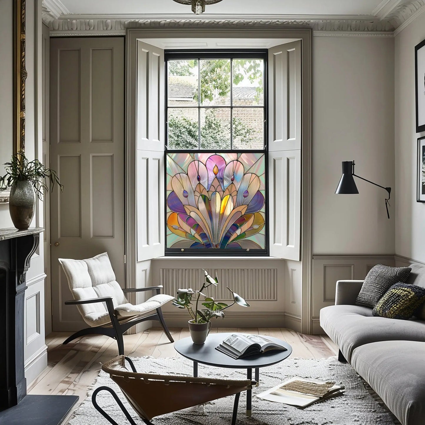 Art Deco Window Film: Serina Privacy Stained Glass Window Film Creative Windows