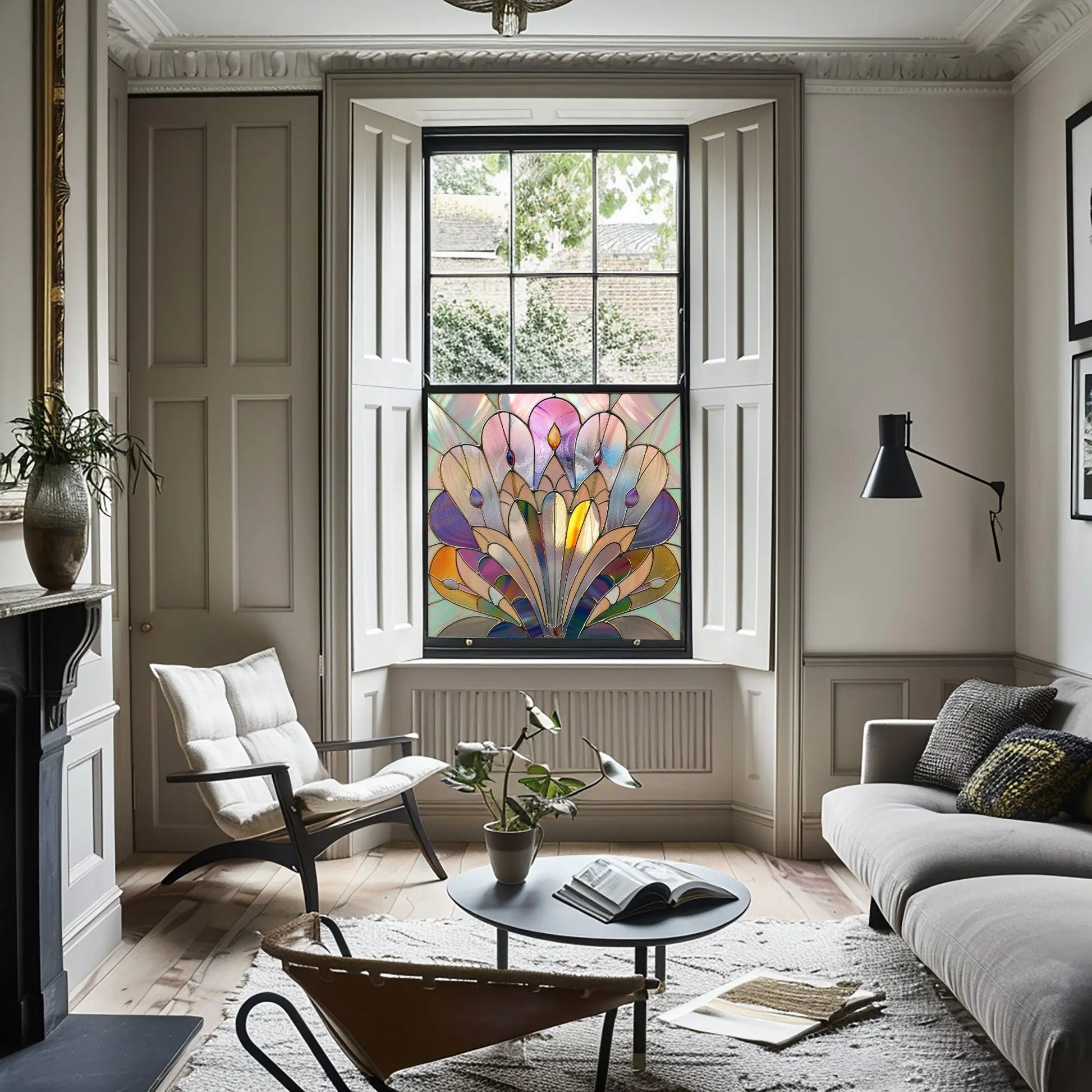 Art Deco Window Film: Serina Privacy Stained Glass Window Film Creative Windows