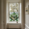 Green Art Deco Window Film, Privacy Window Film, Decorative Window Film, Kitchen Window Film, Bathroom Window Film, Stained Glass Creative Windows