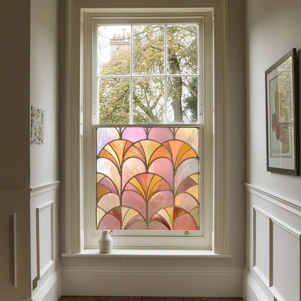 Stained Glass Privacy Window Film Pink Fan Creative Windows