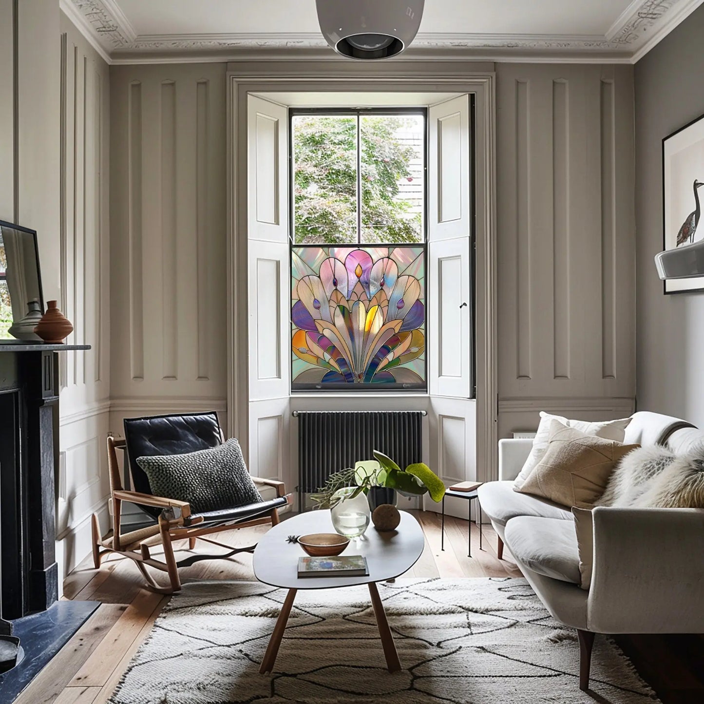 Art Deco Window Film: Serina Privacy Stained Glass Window Film Creative Windows