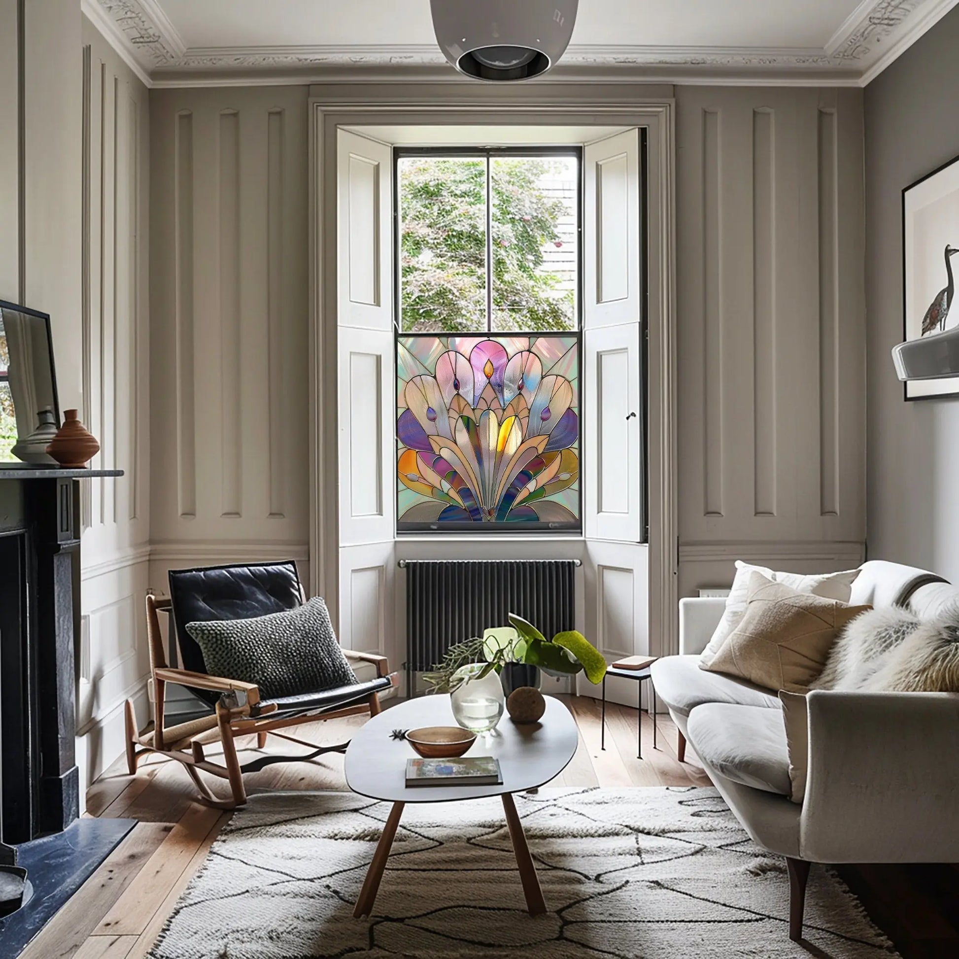 Art Deco Window Film: Serina Privacy Stained Glass Window Film Creative Windows