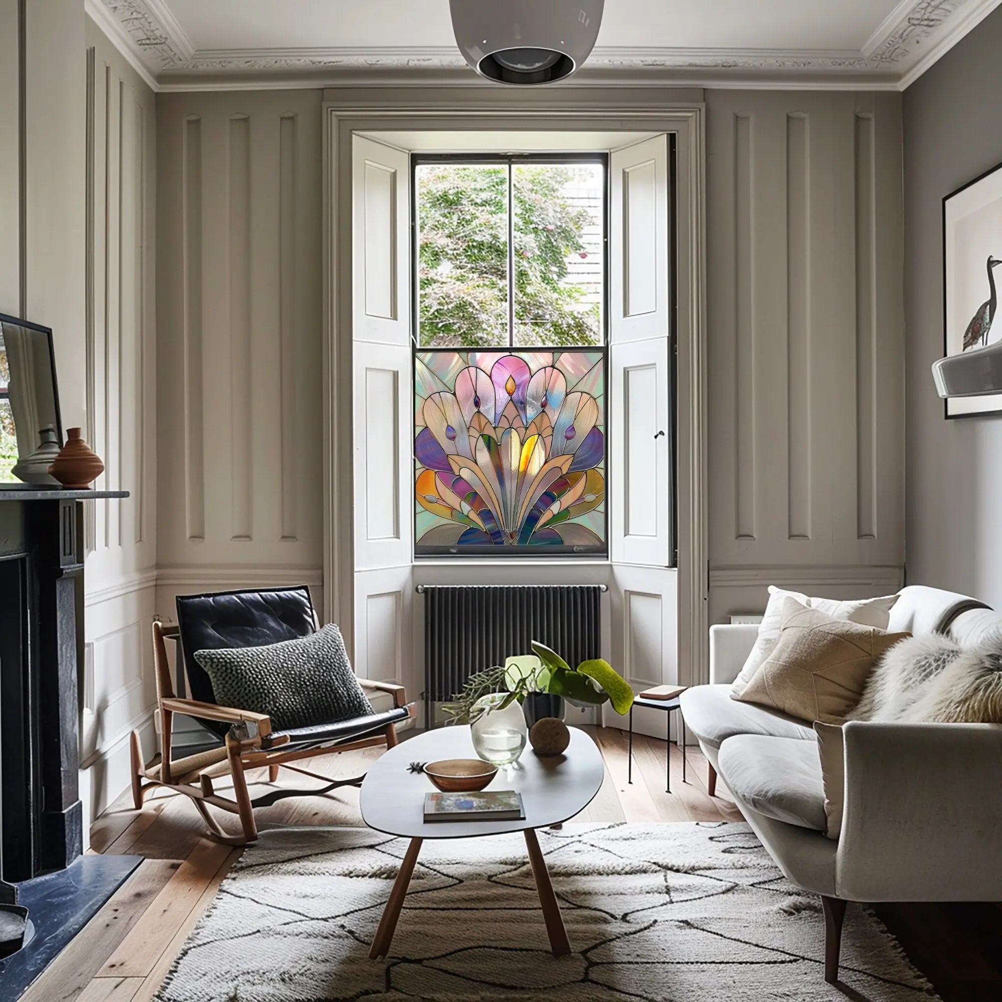 Art Deco Window Film: Serina Privacy Stained Glass Window Film Creative Windows
