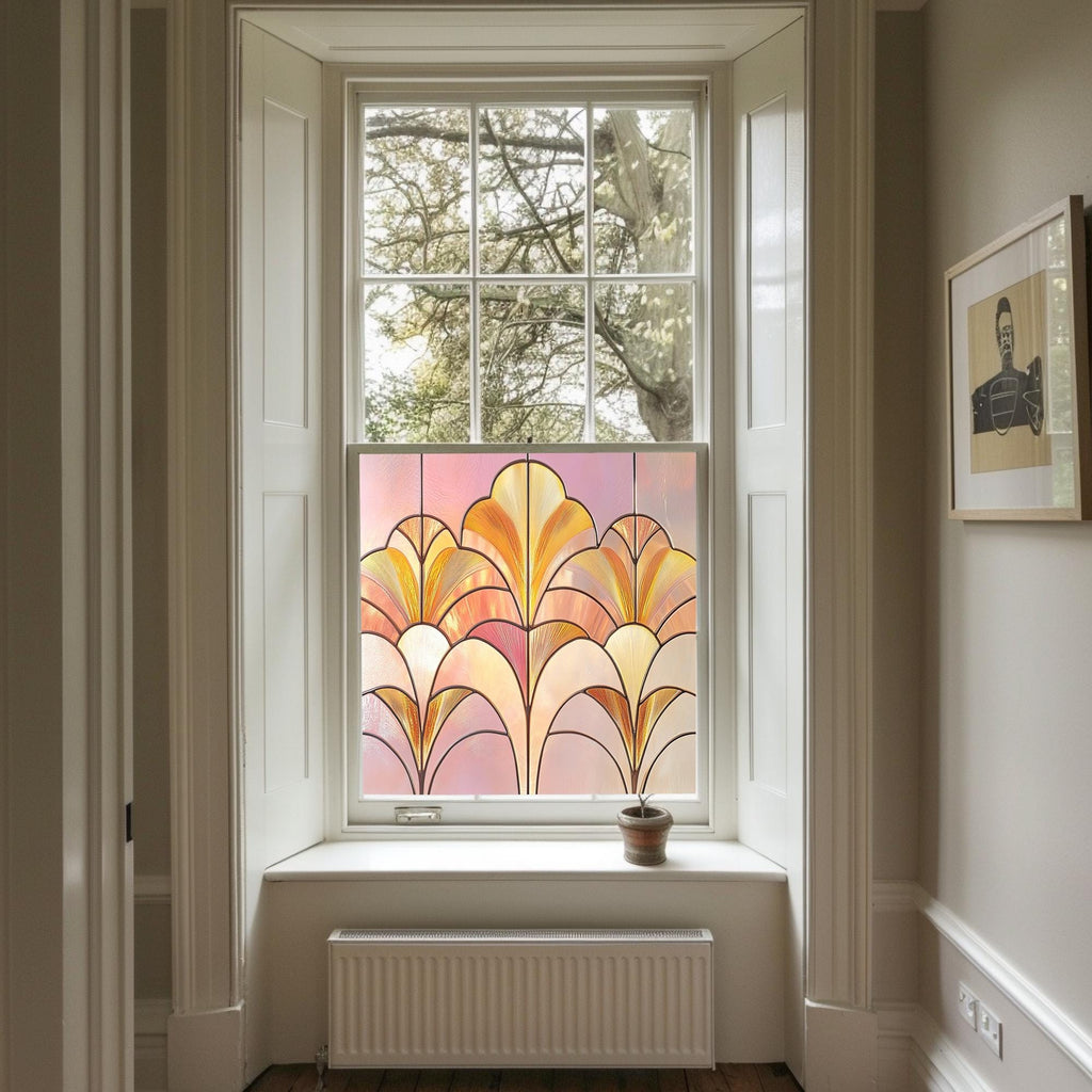 Pink Window Film, Privacy Window Film, Art Deco Window Film, Decorative Window Film, Bathroom Window Film, Stained Glass Window Film Creative Windows