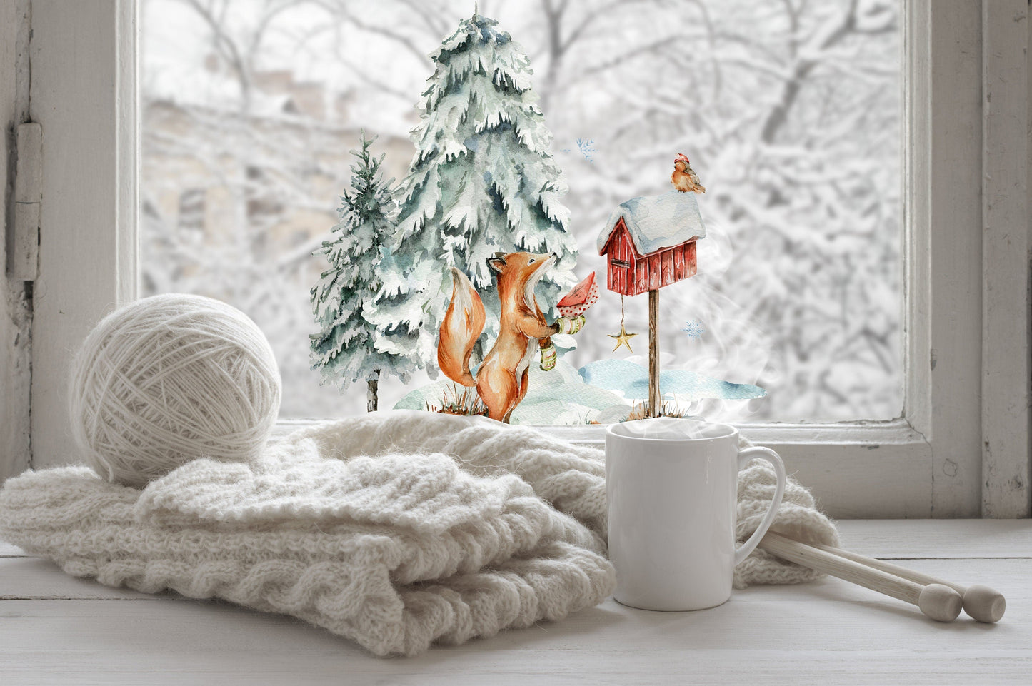 Bring the Magic Home with Double-Sided Reusable Christmas scene Window Sticker! Christmas Window Decal, Christmas Window Decorations Creative Windows