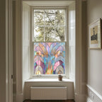Stained Glass Privacy Window Film, Pastel Fan Design Creative Windows