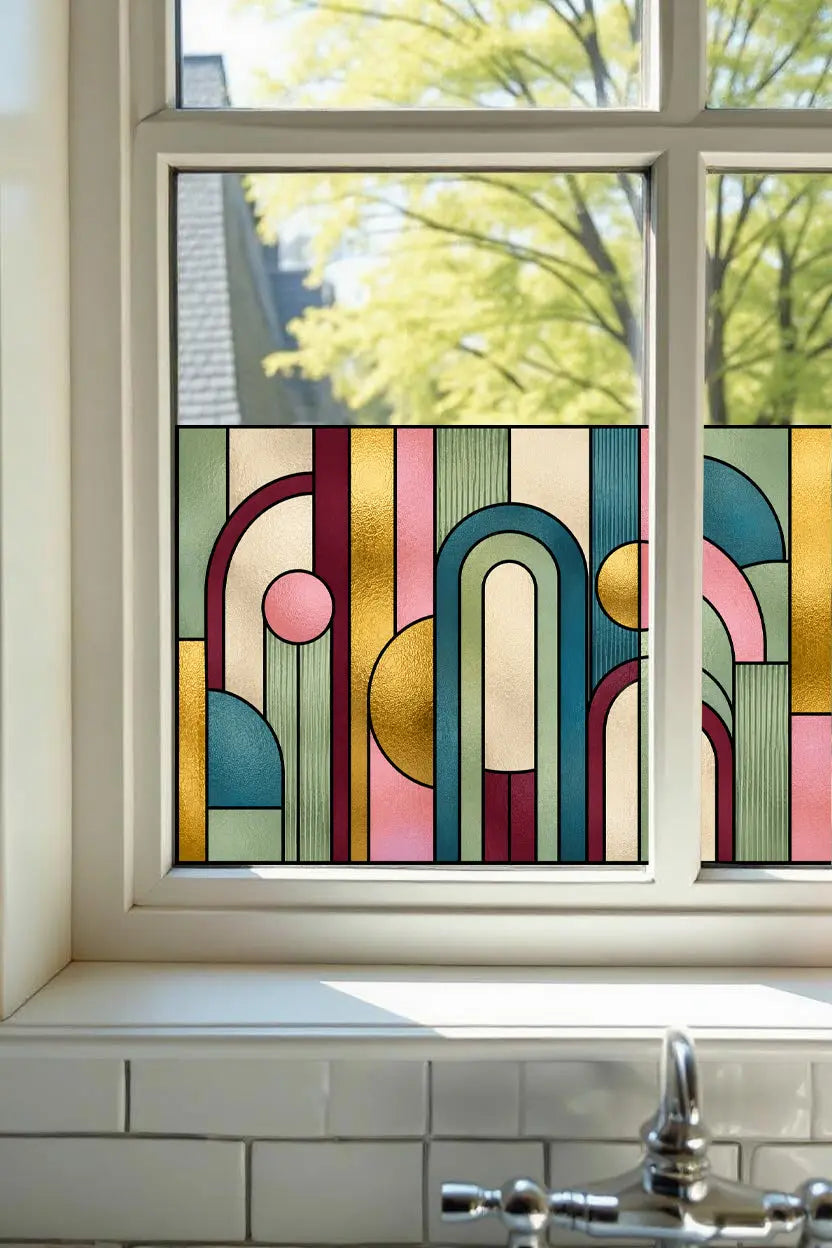 Abstract Privacy Stained Glass Window Film