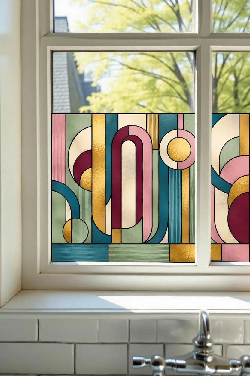 Geometric Stained Glass Window Film