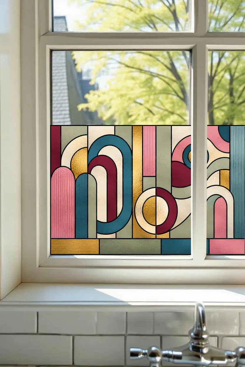 Abstract Stained Glass Window Film