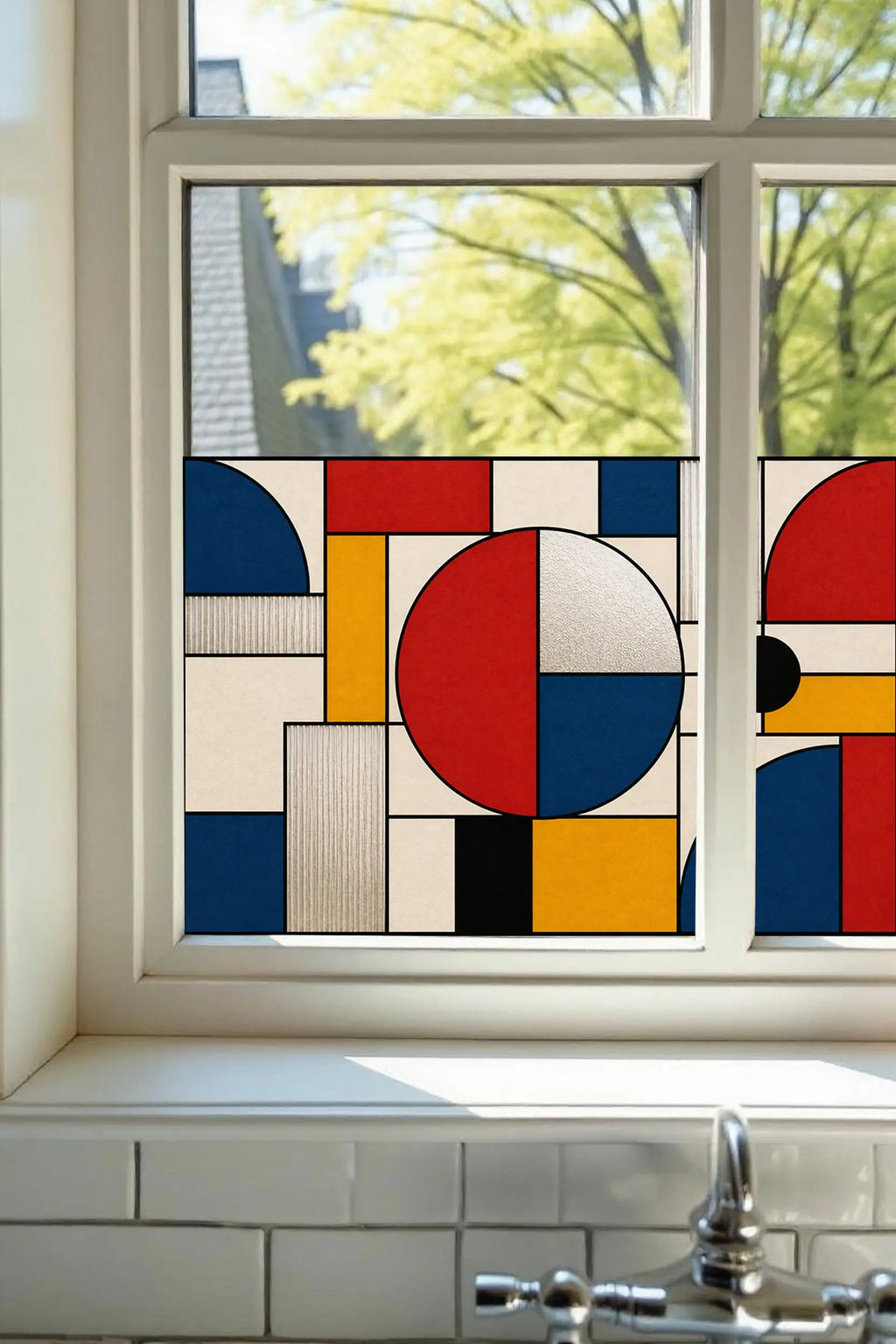 Privacy Window Film – Geometric Stained Glass Window Film